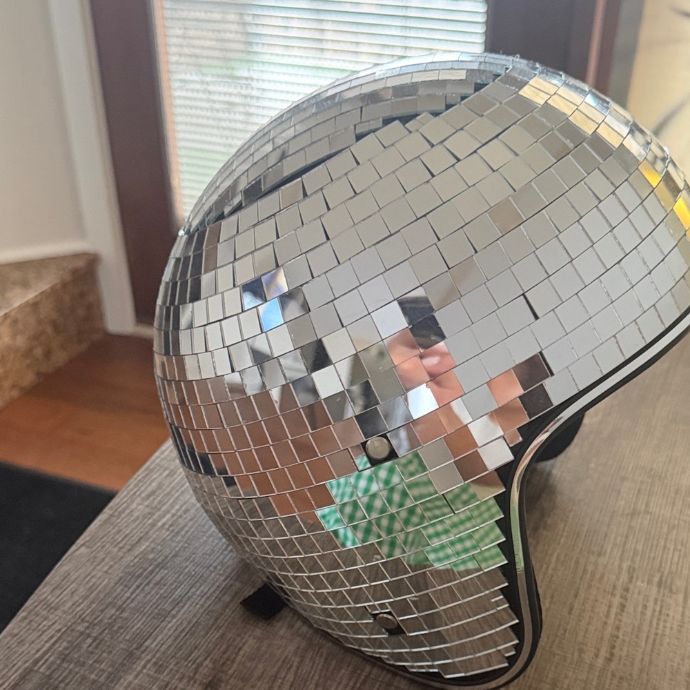 Brand New Silver Disco Ball Helmet